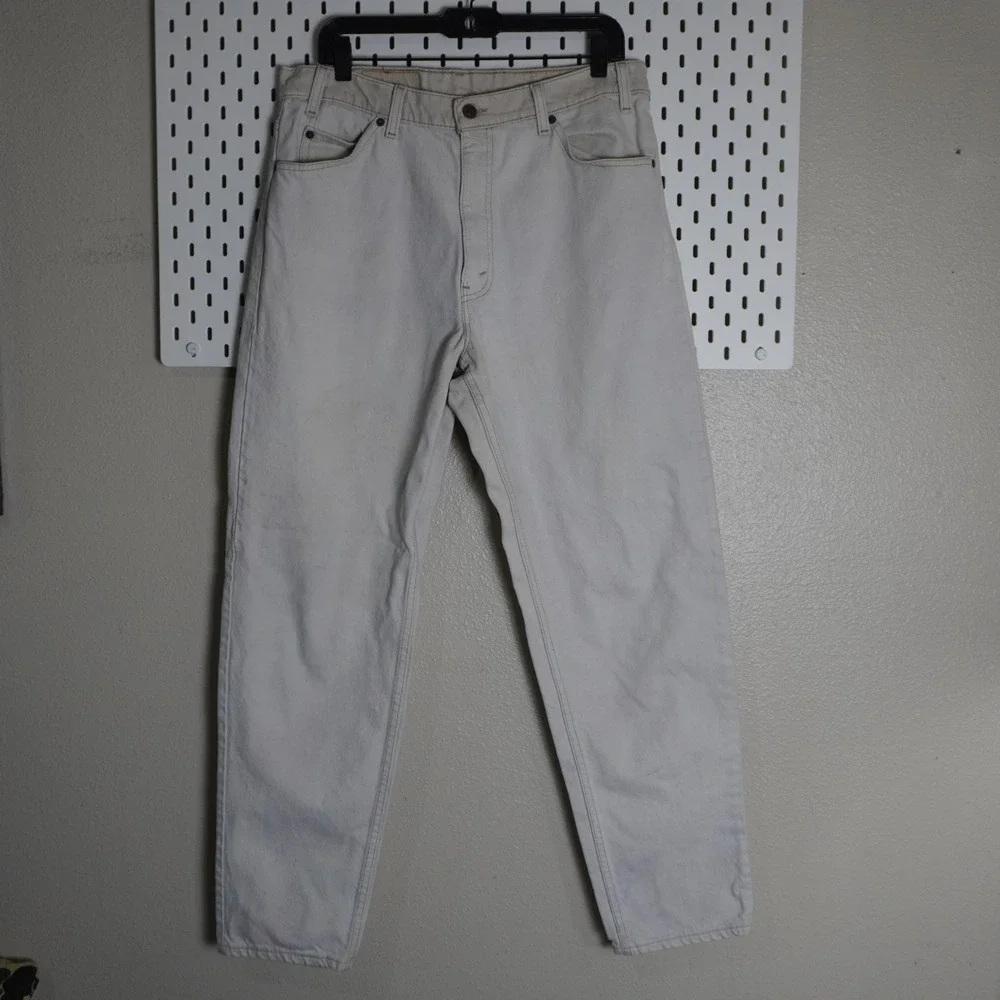 Vintage Levis 550 Relaxed Fit Tapered Leg Jeans Mens 36x32 Beige Denim Pants‎